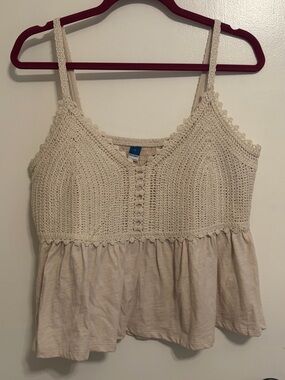 Old Navy Cream Crochet Bodice Peplum Camisole